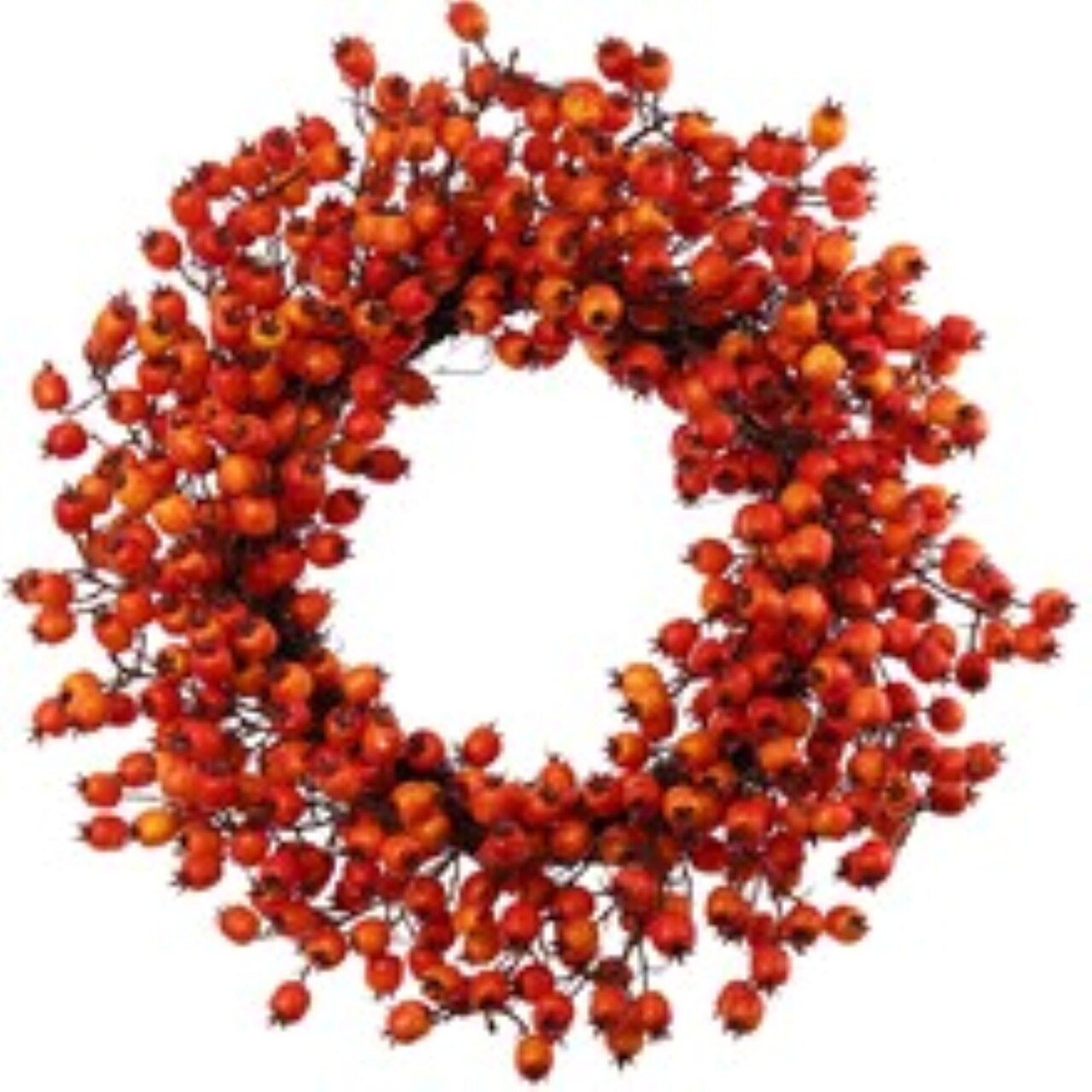 4-Pack 22" Orange Hawthorn Berry Wreath - Lifelike Berries, Indoor/Outdoor Use, Front Door Decor - Autumn & Fall Holiday Décor - 2024 Christmas Collection, Floral Home by Artificial Flowers